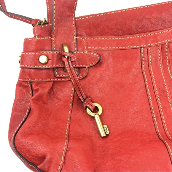 Fossil Handbag Red Leather Purse - Picture 2 of 8